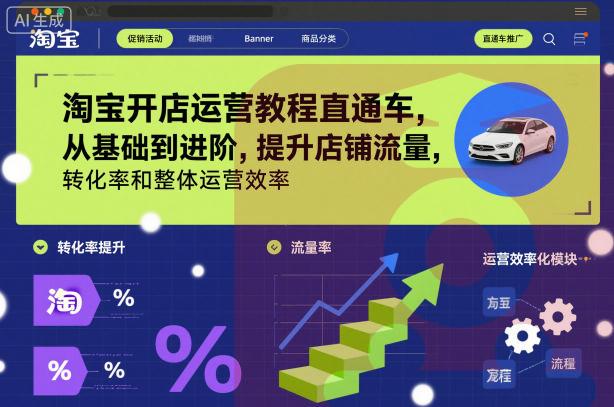 淘宝开店运营教程直通车,从基础到进阶,提升店铺流量,转化率和整体运营效率(更新11月)