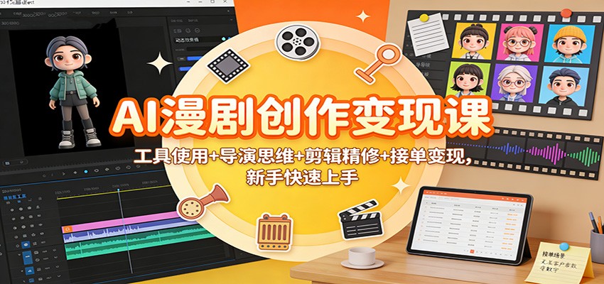AI漫剧创作变现课：工具使用+导演思维+剪辑精修+接单变现，新手快速上手-喜学网