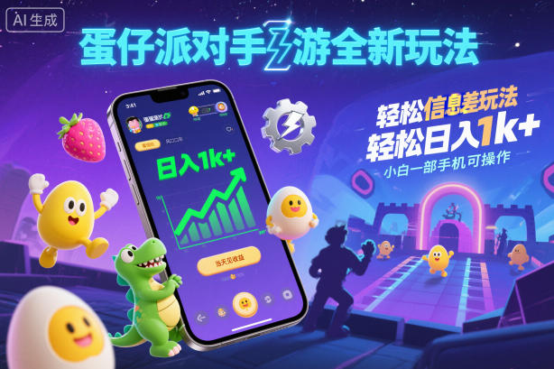 蛋仔派对手游全新玩法,轻松日入1k+,风口信息差玩法,当天见收益,小白一部手机可操作-喜学网