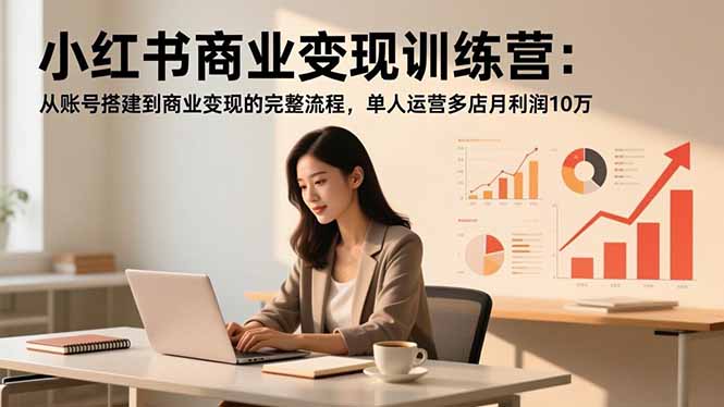 小红书商业变现训练营:从账号搭建到商业变现的完整流程,单人运营多店月利润10万-喜学网