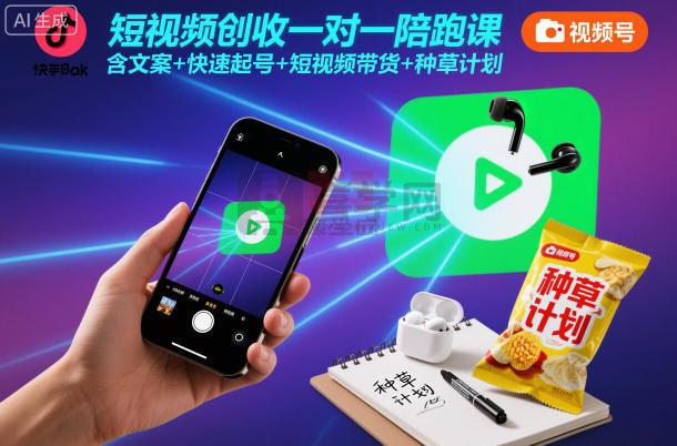 短视频创收一对一陪跑课,含文案+快速起号+短视频带货+种草计划-喜学网