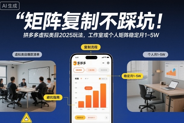 矩阵复制不踩坑！拼多多虚拟类目2025玩法，工作室或者个人矩阵稳定月1-5W【揭秘】-喜学网