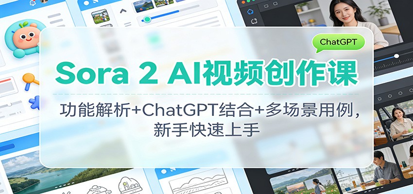 Sora 2 AI视频创作课：功能解析+ChatGPT结合+多场景用例，新手快速上手-喜学网